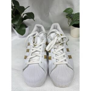 Women's Adidas Superstar Athletic Shoe - Cloud White / Gold Metallic SZ - 7.5
